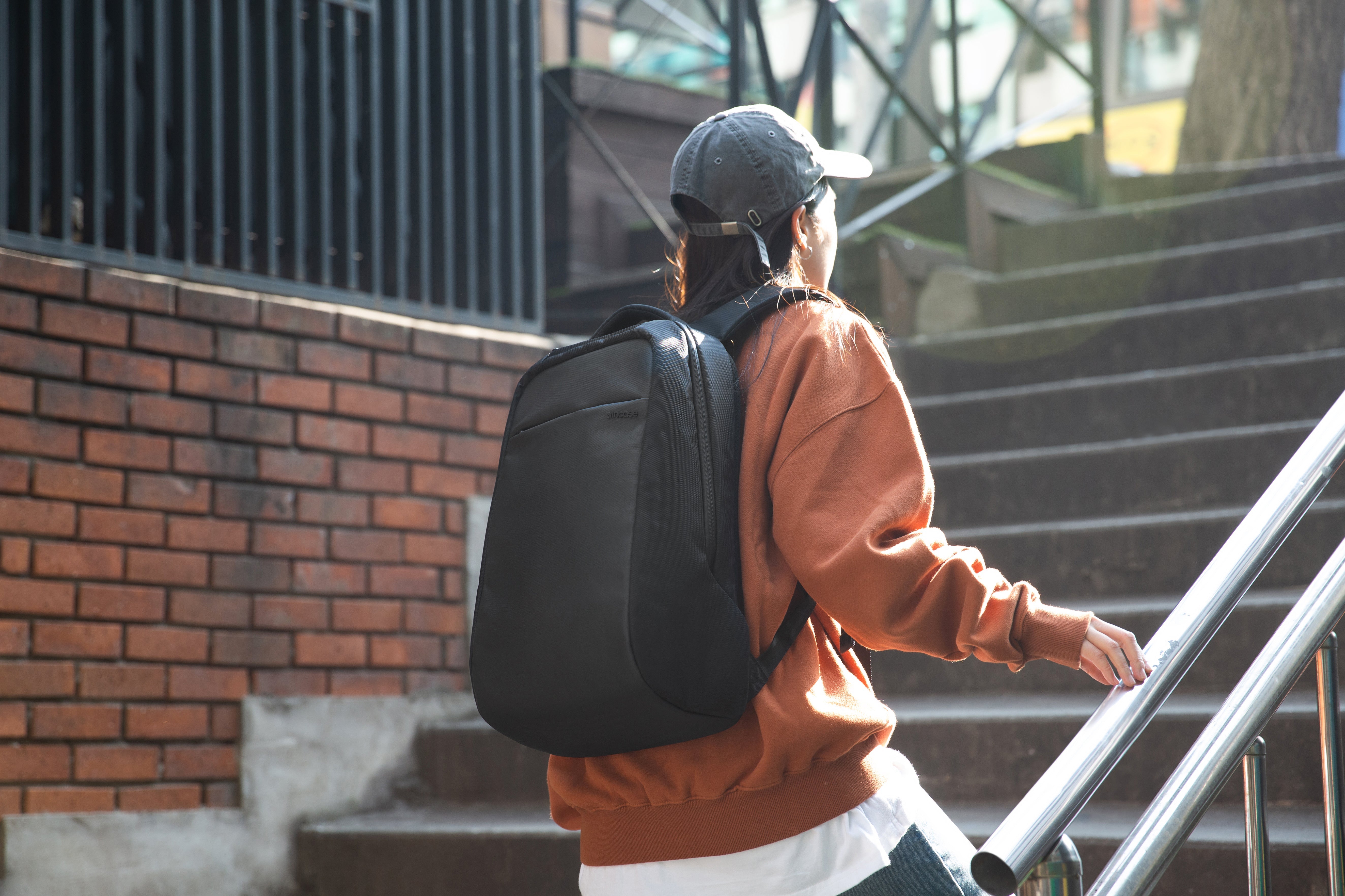 person wearing Incase ICON Backpack